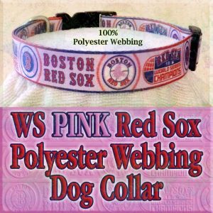 World Series PINK Boston Red Sox Designer Dog Collar Product Image No2