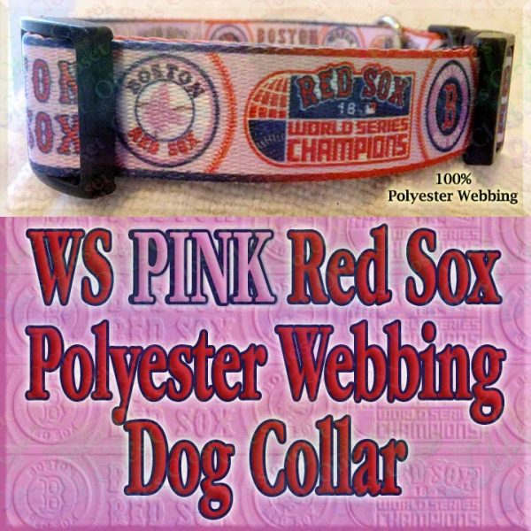 World Series PINK Boston Red Sox Designer Dog Collar Product Image No5