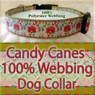 Candy Canes Polyester Webbing Designer Dog Collar Product Image No1