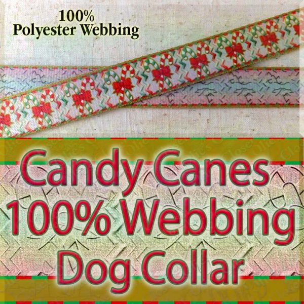 Candy Canes Polyester Webbing Designer Dog Collar Product Image No2