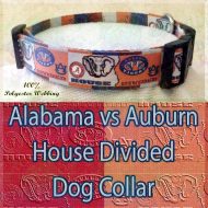 House Divided Alabama vs Auburn Designer Polyester Webbing Dog Collar Product Image No1