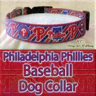 Philadelphia Phillies MLB Baseball Diagonal Stripes Designer Polyester Webbing Dog Collar Product Image No4