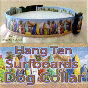 Surfboards Hang Ten Beach Huts Polyester Webbing Dog Collar Product Image No2