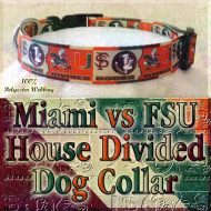 University of Miami Hurricanes vs Florida State University Seminoles House Divided Designer Dog Collar Product Image No2