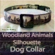 Woodland Hunters Dream Animals Silhouette Moose Deer Bear Designer Polyester Webbing Dog Collar Product Image No3