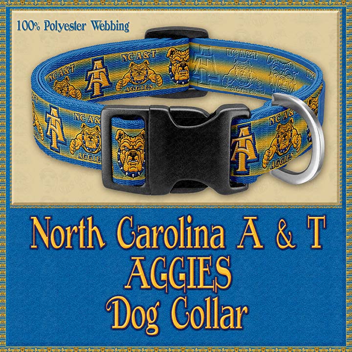 NC North Carolina A&T Aggies Polyester Webbing Designer Dog Collar