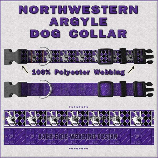 Northwestern Wildcats Argyle Dog Collar Design Display Product Image No1