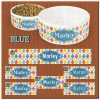 Personalized Custom Name Ceramic Pet Bowl BLUE Argyle and Flowers CHOICES Product Image No1