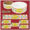 Personalized Custom Name Ceramic Pet Bowl YELLOW Argyle and Flowers CHOICES Product Image No1