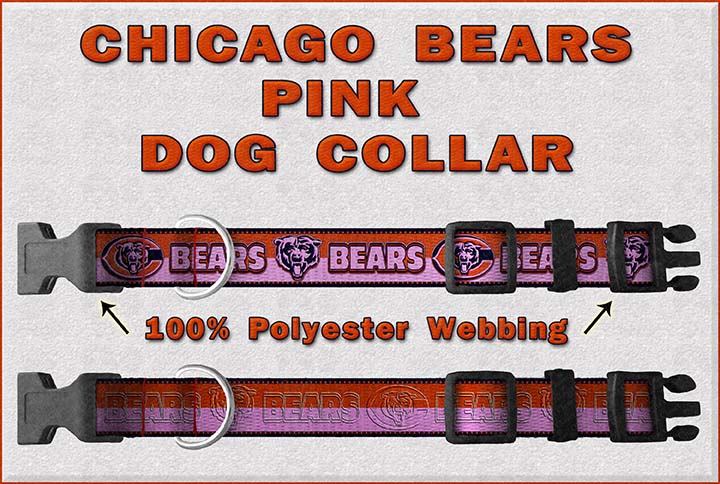 Chicago Bears PINK Polyester Webbing Designer Dog Collar – Custom Design Dog  Collars