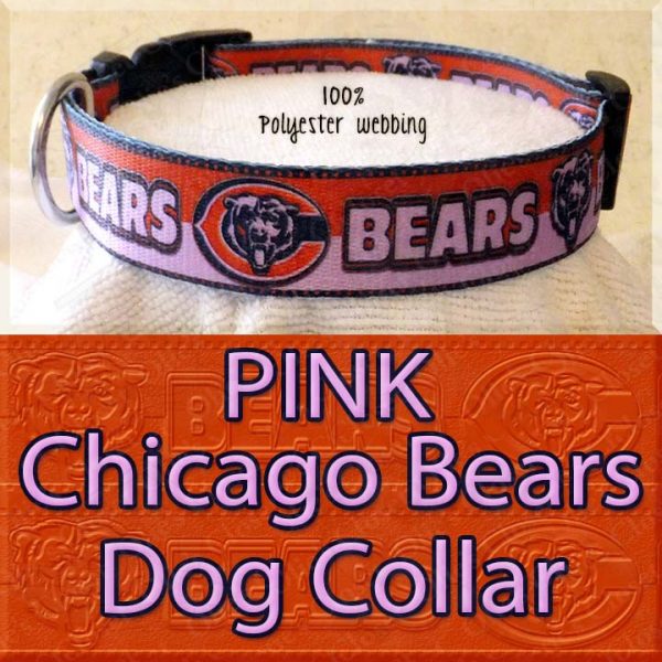 PINK Chicago Bears Polyester Webbing Dog Collar Product Image No5