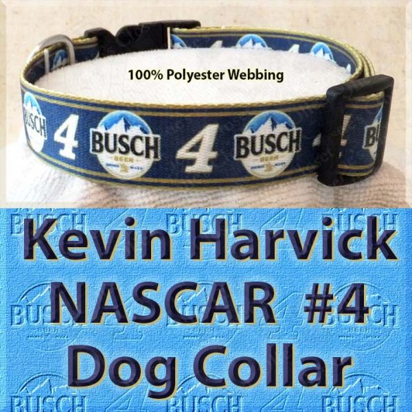 Kevin Harvick Fan NASCAR Number 4 Polyester Webbing Dog Collar Product Image No2