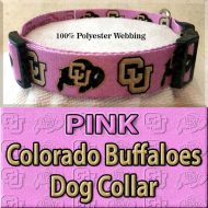 PINK Colorado Buffaloes Polyester Webbing Dog Collar Product Image No4