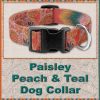 Paisley Peach Teal Designer Dog Collar Product Image No1