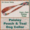 Paisley Peach Teal Designer Dog Collar Product Image No4