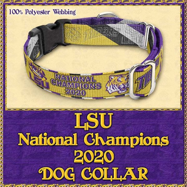 LSU Tigers National Champions 2020 Designer Dog Collar Product Image No3