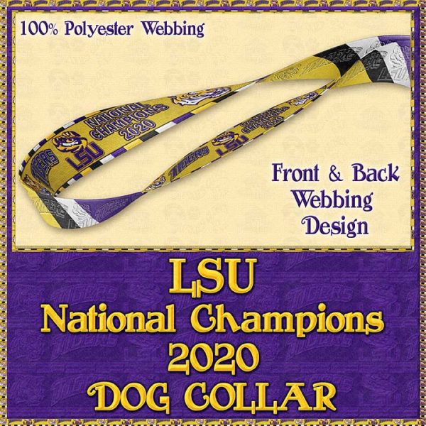 LSU Tigers National Champions 2020 Designer Dog Collar Product Image No4