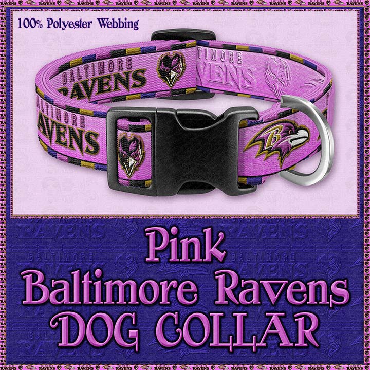 PINK Baltimore Ravens Designer Dog Collar – Custom Design Dog Collars