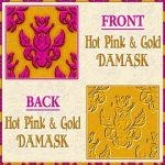 Hot Pink Damask on Gold Background