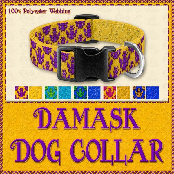 Damask Designer Dog Collar Product Image No1
