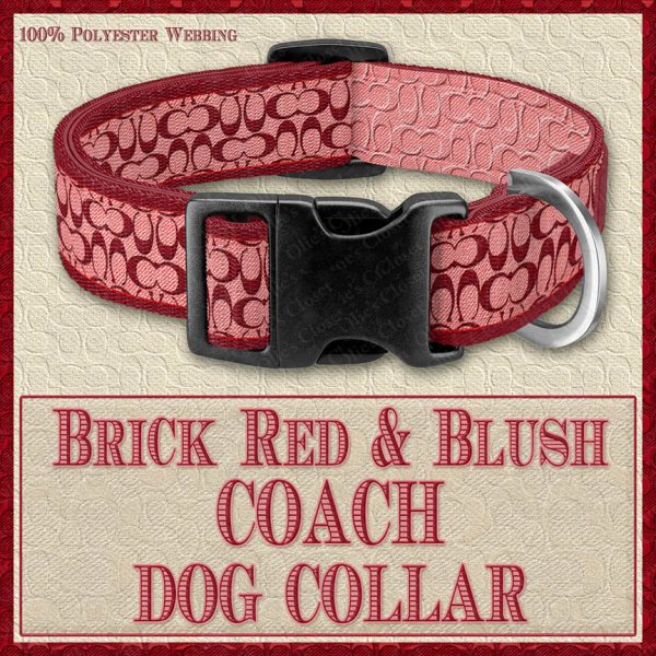 COACH Brick Red and Blush Classic Designer Dog Collar Product Image No1