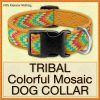 Tribal Colorful Mosaic Designer Dog Collar Product Image No1