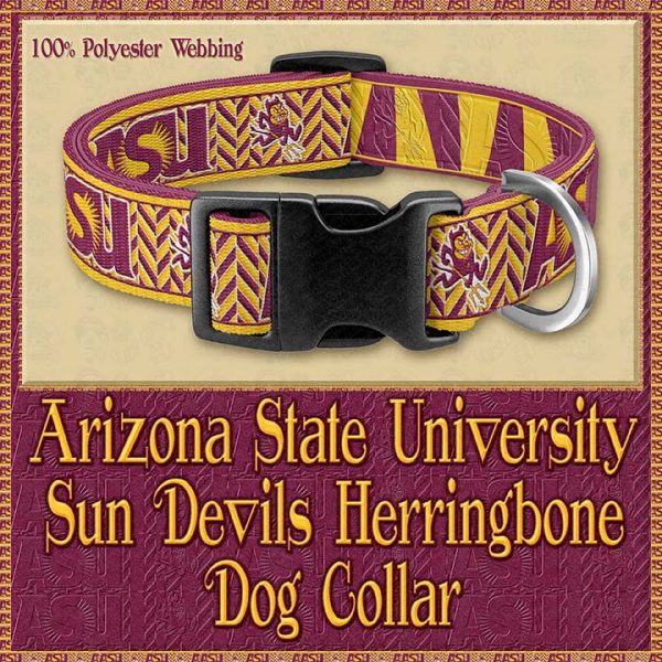 Arizona State University Sun Devils Herringbone Designer Dog Collar Product Image No1