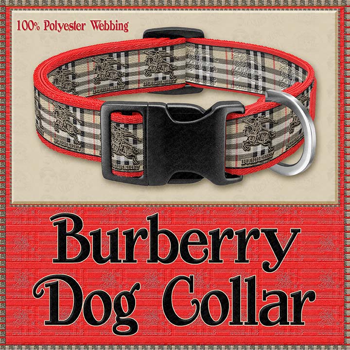 Burberry Designer Polyester Webbing Dog Collar – Custom Design Dog Collars