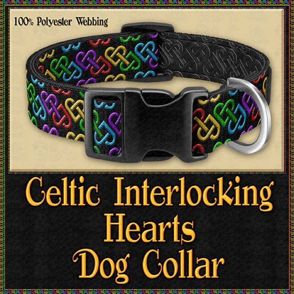 Celtic Interlocking Hearts Charcoal Designer Dog Collar Product Image No1
