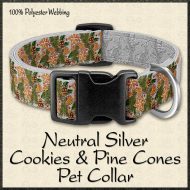NEUTRAL SILVER Xmas Christmas Cookies Pine Cones Holiday Pet Collar Product Image No1