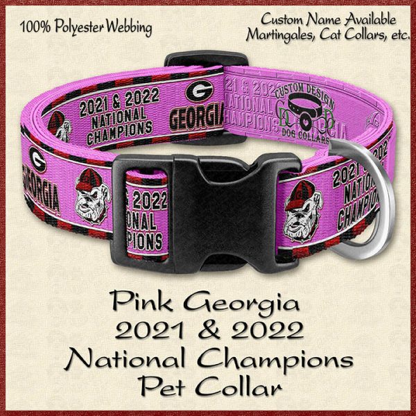 Georgia PINK 2022 and 2021 National Football Champions Pet Collar Product Image No1