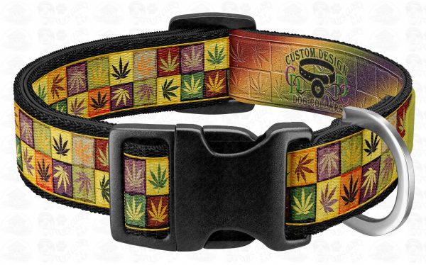 Colorful Grid Cannabis Pot Hemp Marijuana Pet Collar Product Image No2