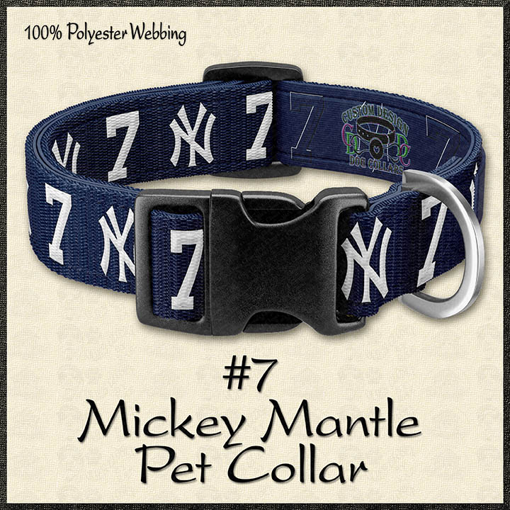 NY New York Yankees No7 Mickey Mantle Fan Custom Design Request Dog Collar