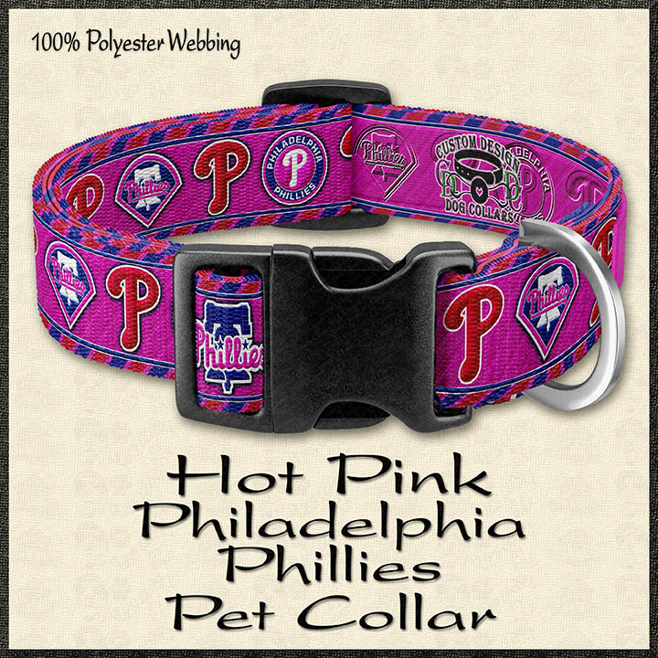 Hot Pink Philadelphia Phillies Baseball Designer Dog Collar – Custom Design  Dog Collars