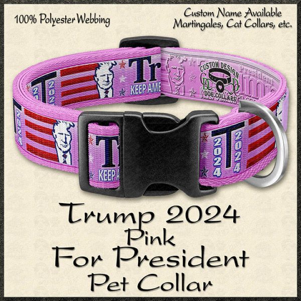 PINK Trump 2024 For President Designer Pet Collar Product Image No1