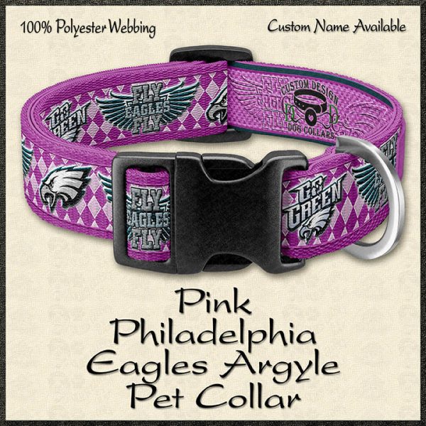 Pink Philadelphia Eagles Argyle Pet Collar Product No1