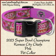 2023 Kansas City Chiefs Super Bowl Champions PINK Custom Pet Collar Product Image No1