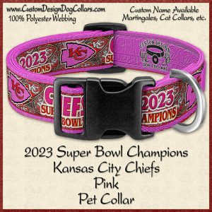 2023 Kansas City Chiefs Super Bowl Champions PINK Custom Pet Collar Product Image No1