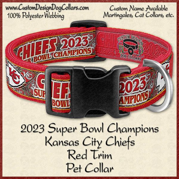 2023 Kansas City Chiefs Super Bowl Champions Red Trim Custom Pet Collar Product Image No1