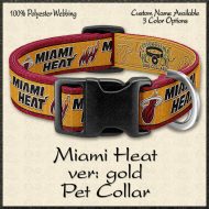 Miami Heat GOLD NBA Basketball Pet Collar Product Image No1