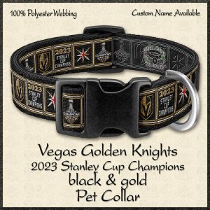 2023 Stanley Cup Champions Vegas Golden Knights BLACK GOLD Pet Collar Product Image No1