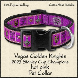 2023 Stanley Cup Champions Vegas Golden Knights HOT PINK Pet Collar Product Image No1