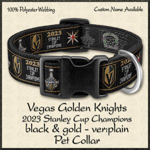2023 Stanley Cup Champions Vegas Golden Knights PLAIN BLACK GOLD Pet Collar Product Image No1