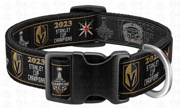 2023 Stanley Cup Champions Vegas Golden Knights PLAIN BLACK GOLD Pet Collar Product Image No2