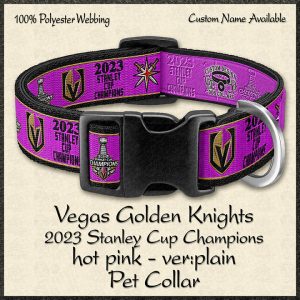 2023 Stanley Cup Champions Vegas Golden Knights PLAIN HOT PINK Pet Collar Product Image No1