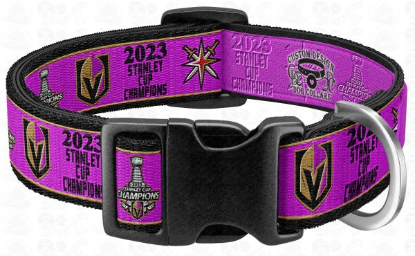2023 Stanley Cup Champions Vegas Golden Knights PLAIN HOT PINK Pet Collar Product Image No2