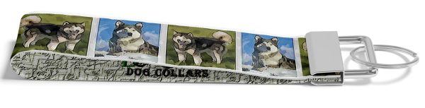 Alaskan Malamute Cartooned Dog Breed Key Fob Wristlet Product Image No1