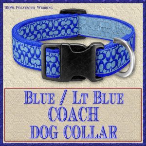 COACH Blue and Light Blue Classic Designer Dog Collar Product Image No1
