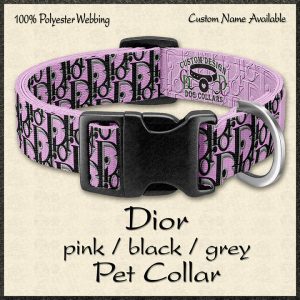 DIOR Pink Black Grey Pet Collar Product Image No1