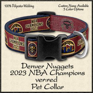 NBA CHAMPIONS 2023 RED Denver Nuggets Pet Collar Product Image No1